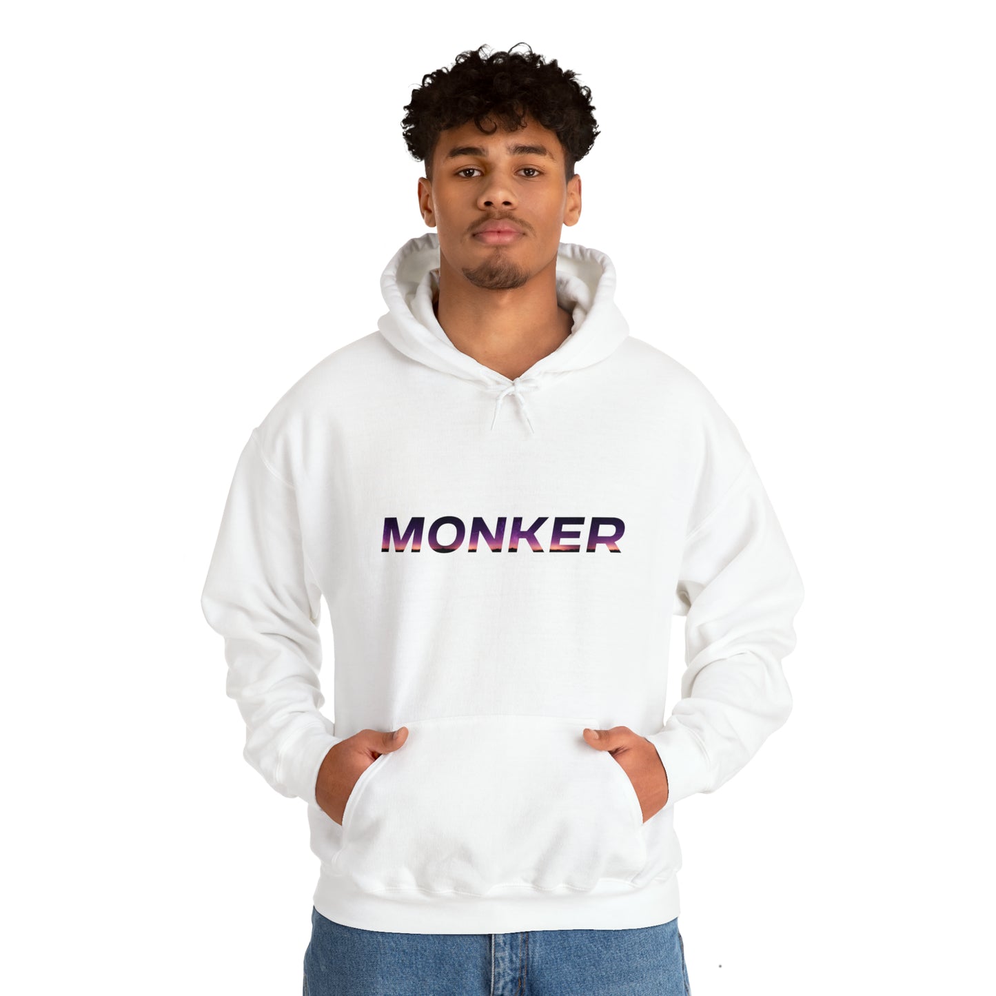 Men's White Neon Galaxy Monker Hoodie